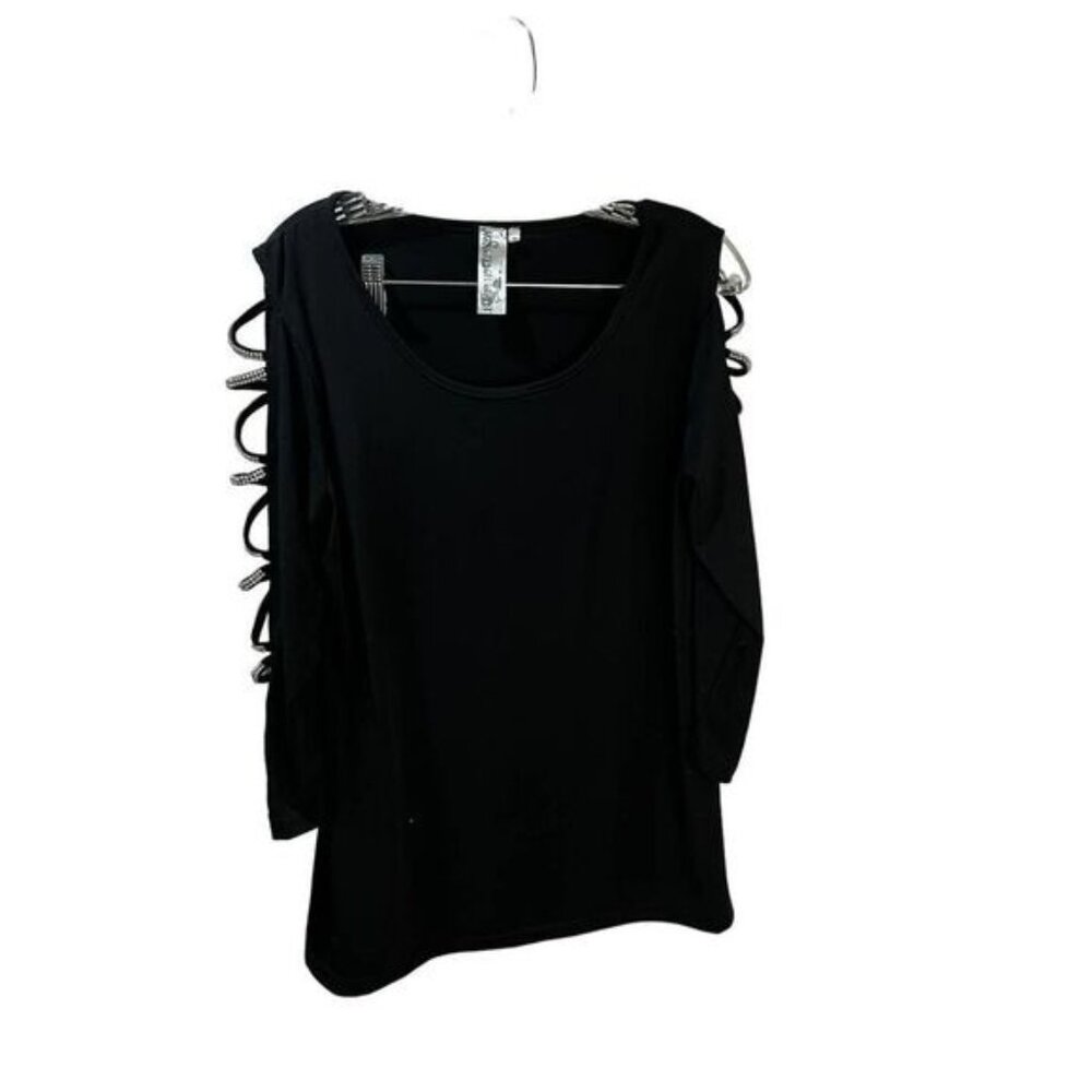 Women Blouse Cross Strap Long-Sleeved Women T-Shirt‎ Small
